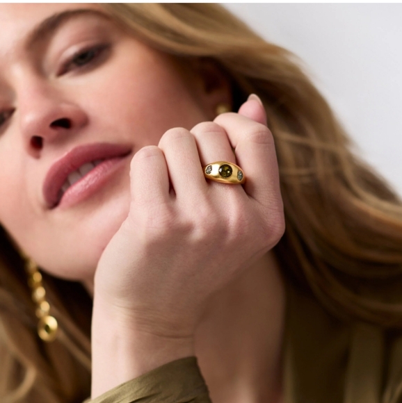 NWOT Julie Vos Elegant Gold Ring with Pink and Yellow Stones - Picture 8 of 8